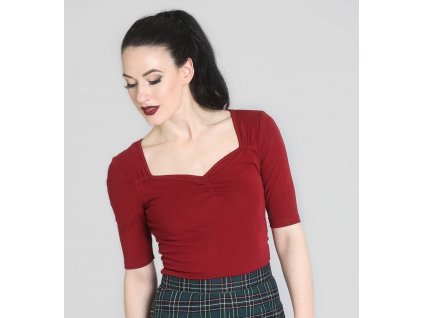 Hell Bunny retro top Philippa - Burgundy