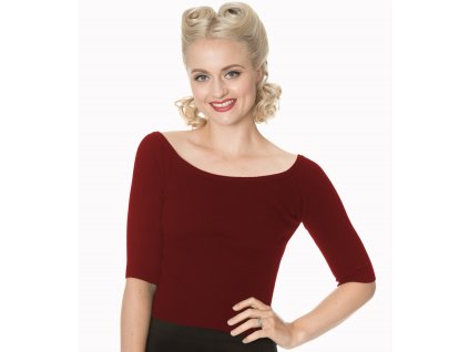 Banned Retro Wickedly Wonderful Top in Burgundy