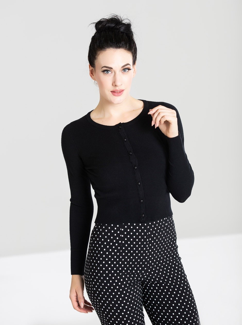 Hell Bunny krátký kardigan Paloma - Black Velikost: 5XL (UK 24)