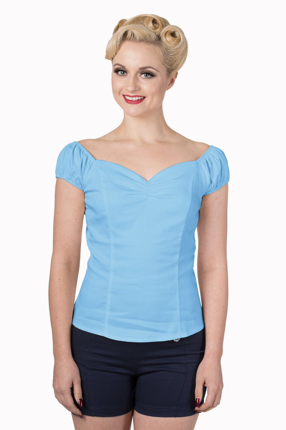 Banned Retro top Winnie - Baby Blue Velikost: XS (UK 8)