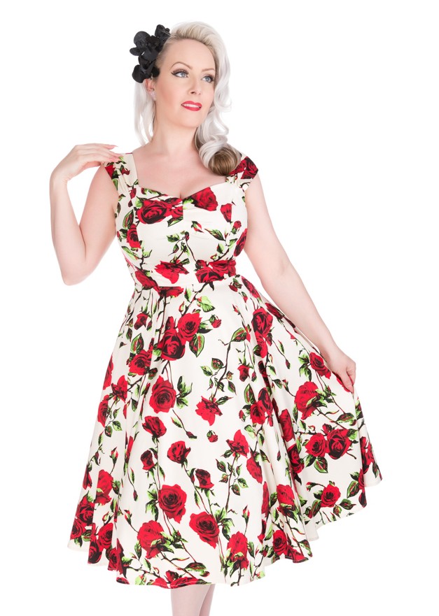 H&R London retro šaty Ditsy Rose Velikost: XS (UK 8)