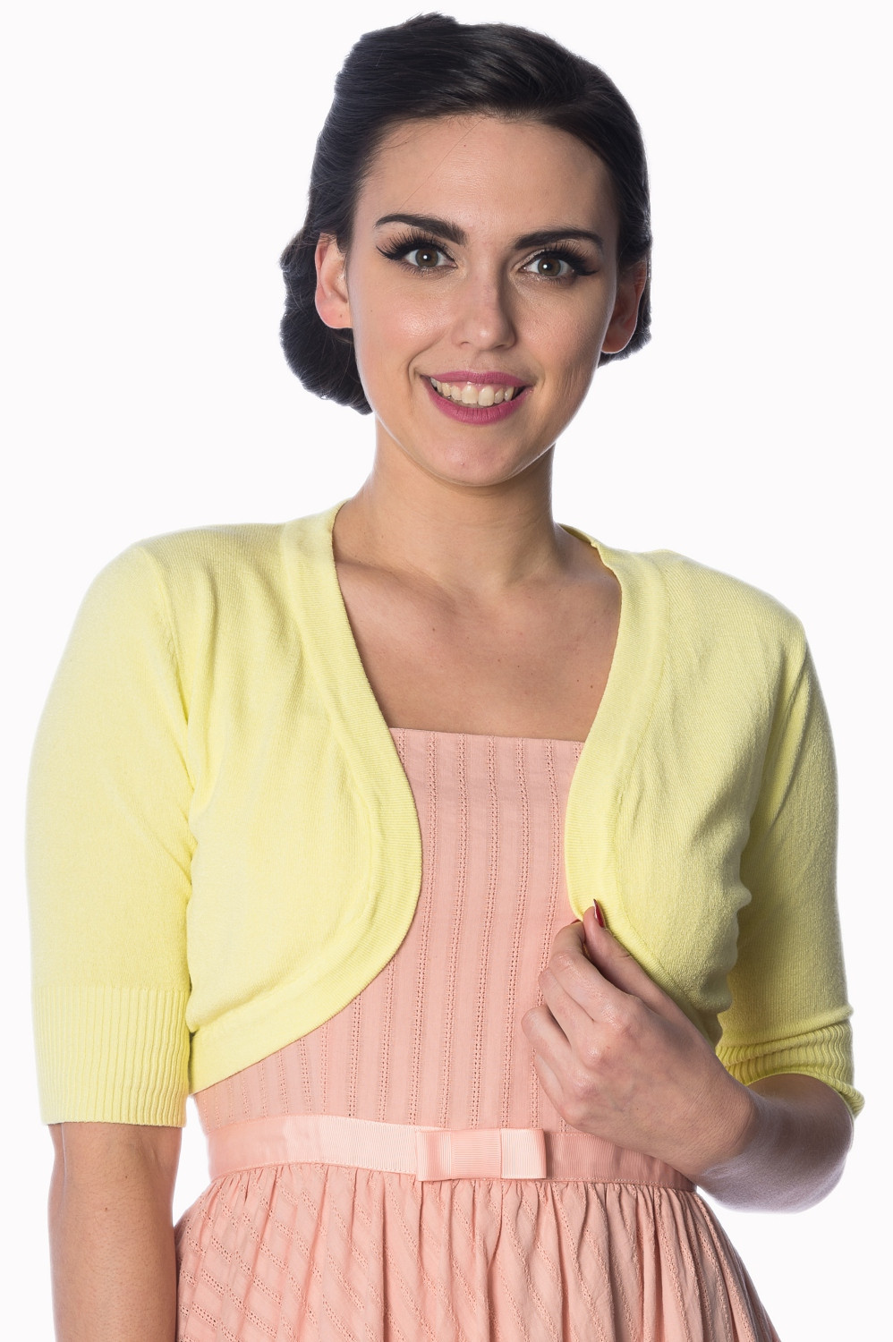 Banned Retro bolerko Hudson - Light Yellow Velikost: S (UK 10)