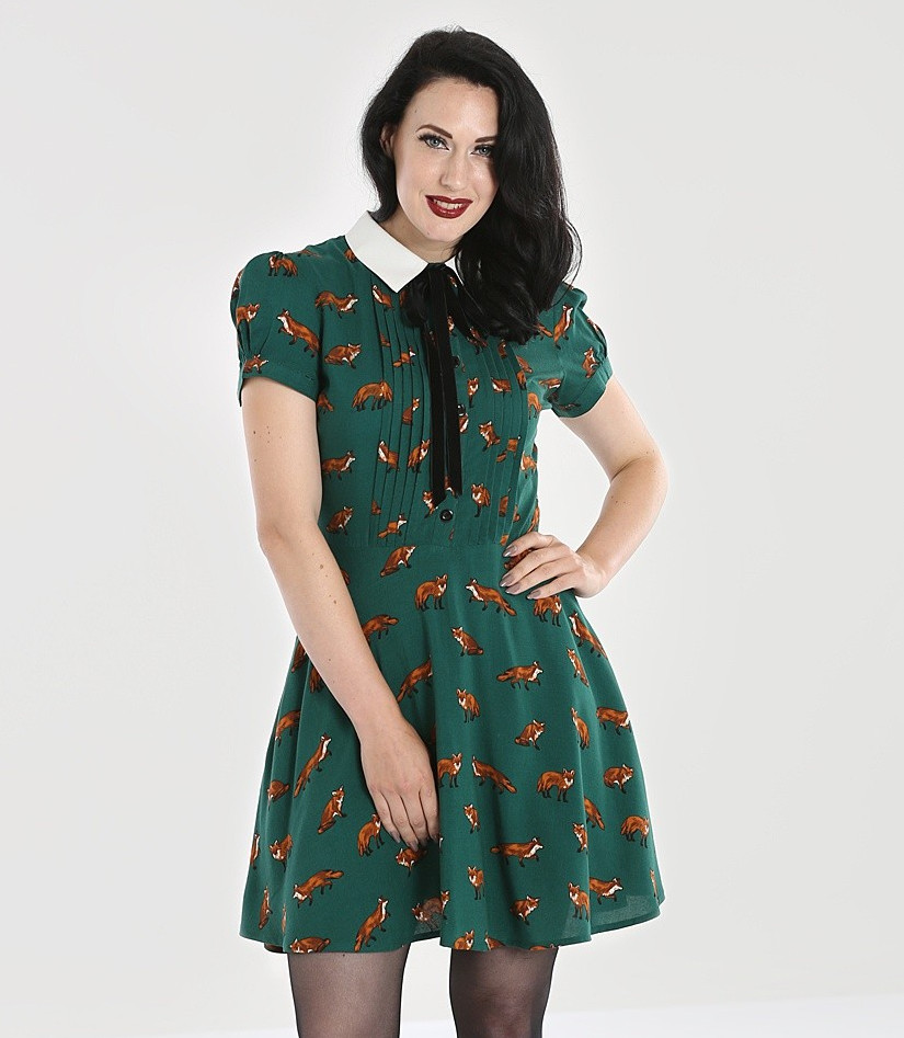 Hell Bunny šaty Vixey - Green Velikost: S (UK 10)