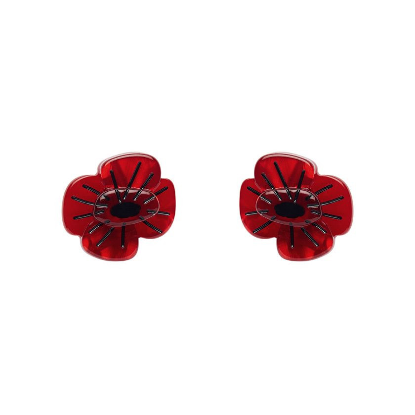 Erstwilder náušnice pecky Remembrance Poppy