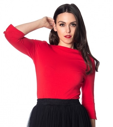 Banned Retro top Oonagh - Red Velikost: 4XL (UK 22)