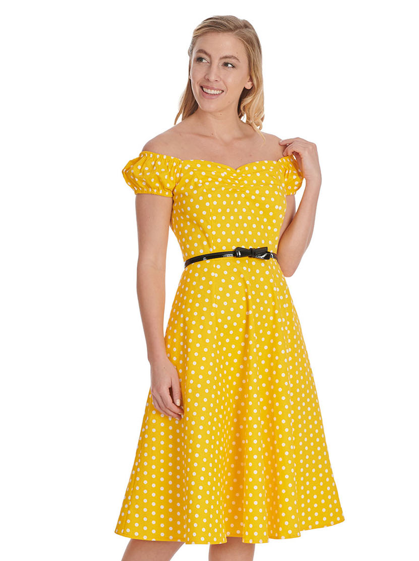 Banned Retro šaty Sweet Spot - Yellow Velikost: XL (UK 16)