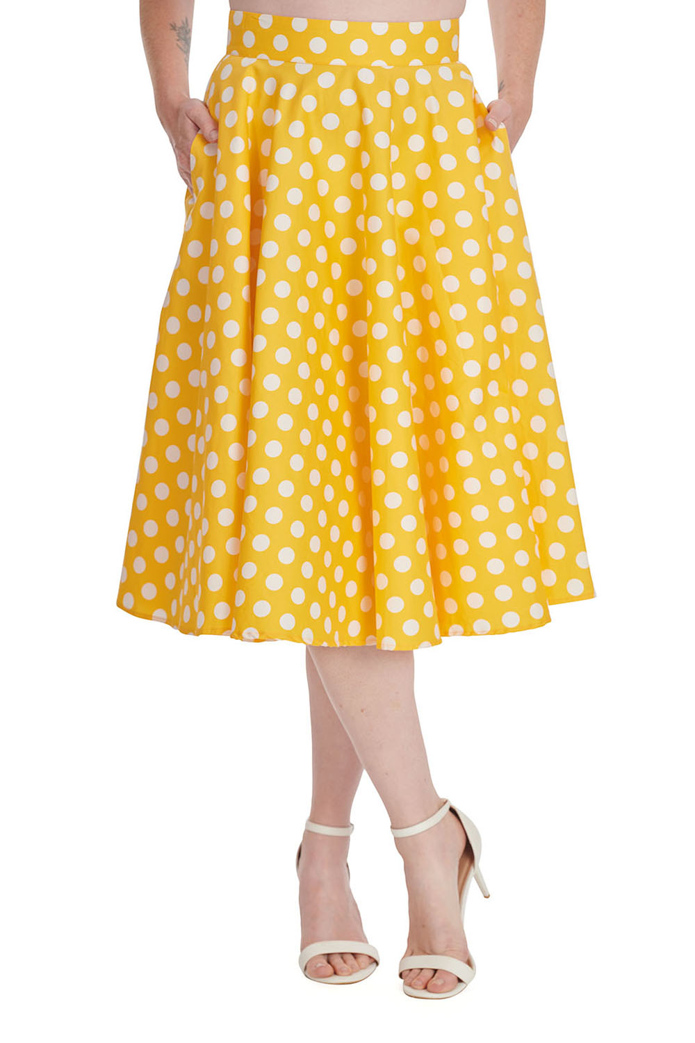 Banned Retro kolová sukně Lemon Spot Velikost: XS (UK 8)