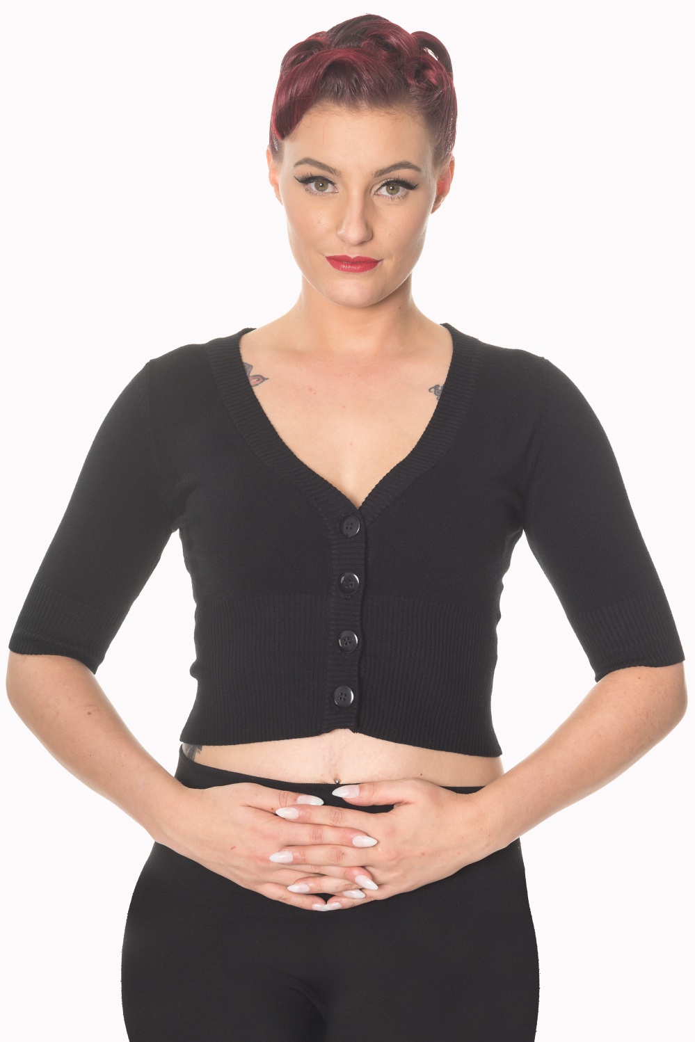 Banned Retro krátký kardigan Sweet Dreamer - Black Velikost: XL (UK 16)