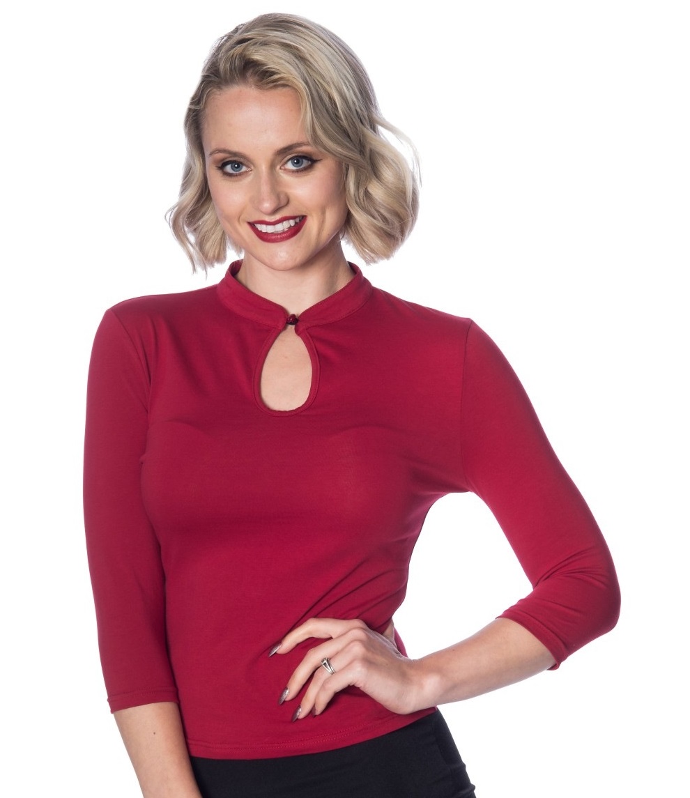 Banned Retro top Peek-A-Boo - Red Velikost: S (UK 10)
