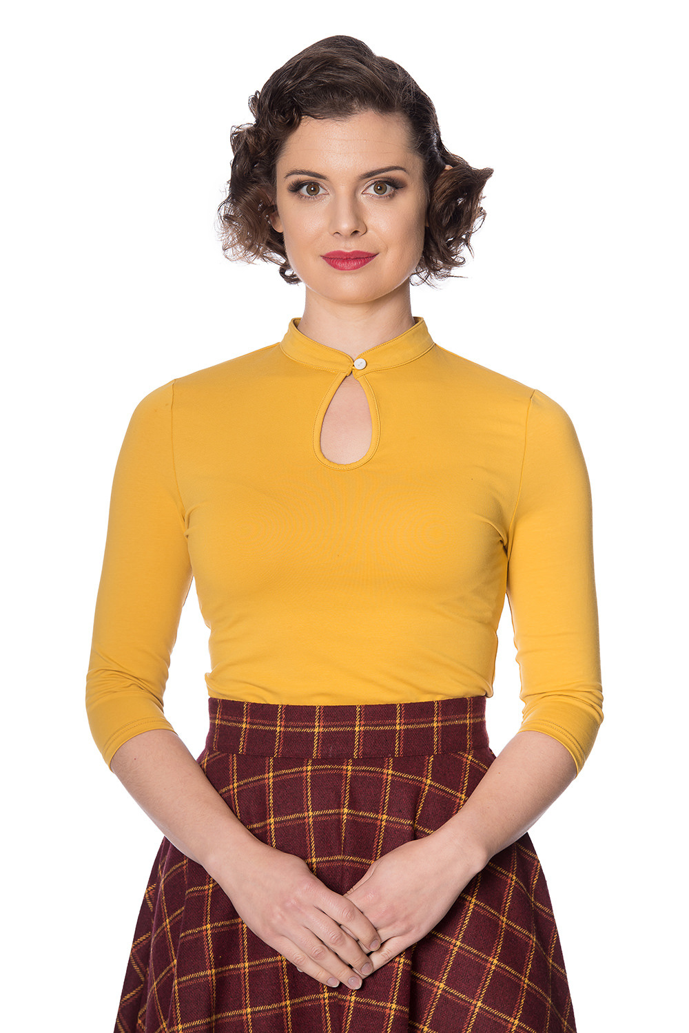 Banned Retro top Peek-A-Boo - Mustard Velikost: 2XL (UK 18)