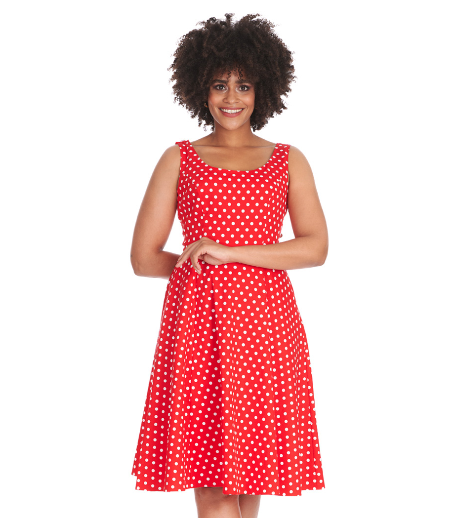 Banned Retro šaty Dot Days - Red Velikost: M (UK 12)