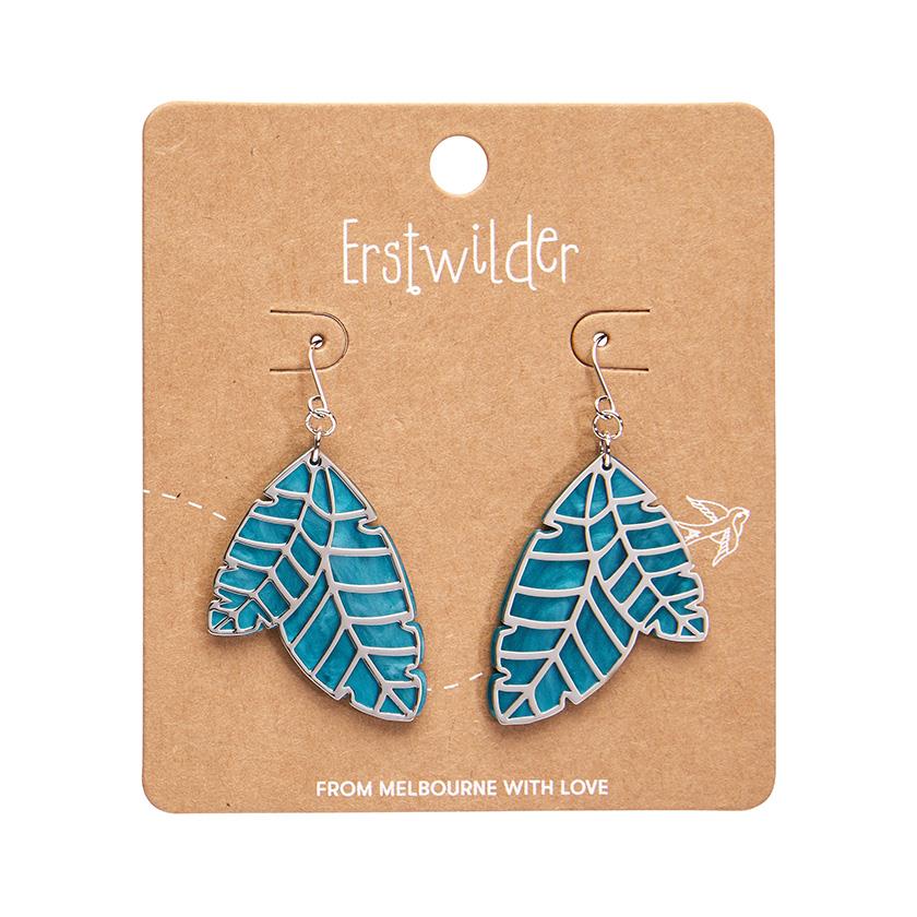 Erstwilder náušnice Leaf Textured Emerald - Silver