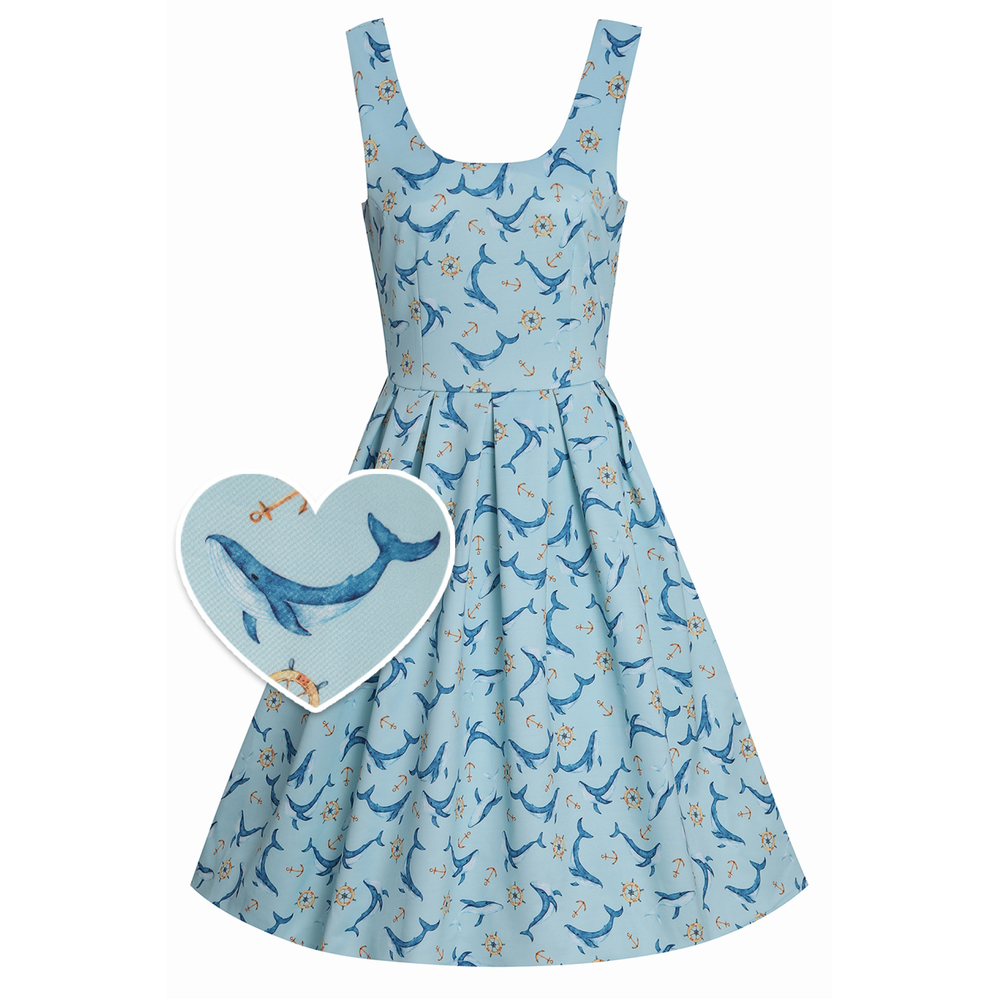 Dolly & Dotty retro šaty Amanda - Blue Dolphin Velikost: XL (UK 16)