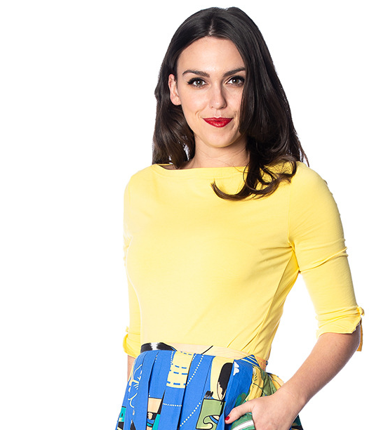 Banned Retro top Oonagh - Yellow Velikost: L (UK 14)