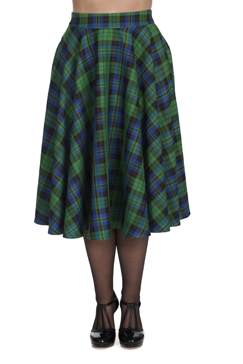 Banned Retro sukně Winter Check - Green Velikost: M (UK 12)