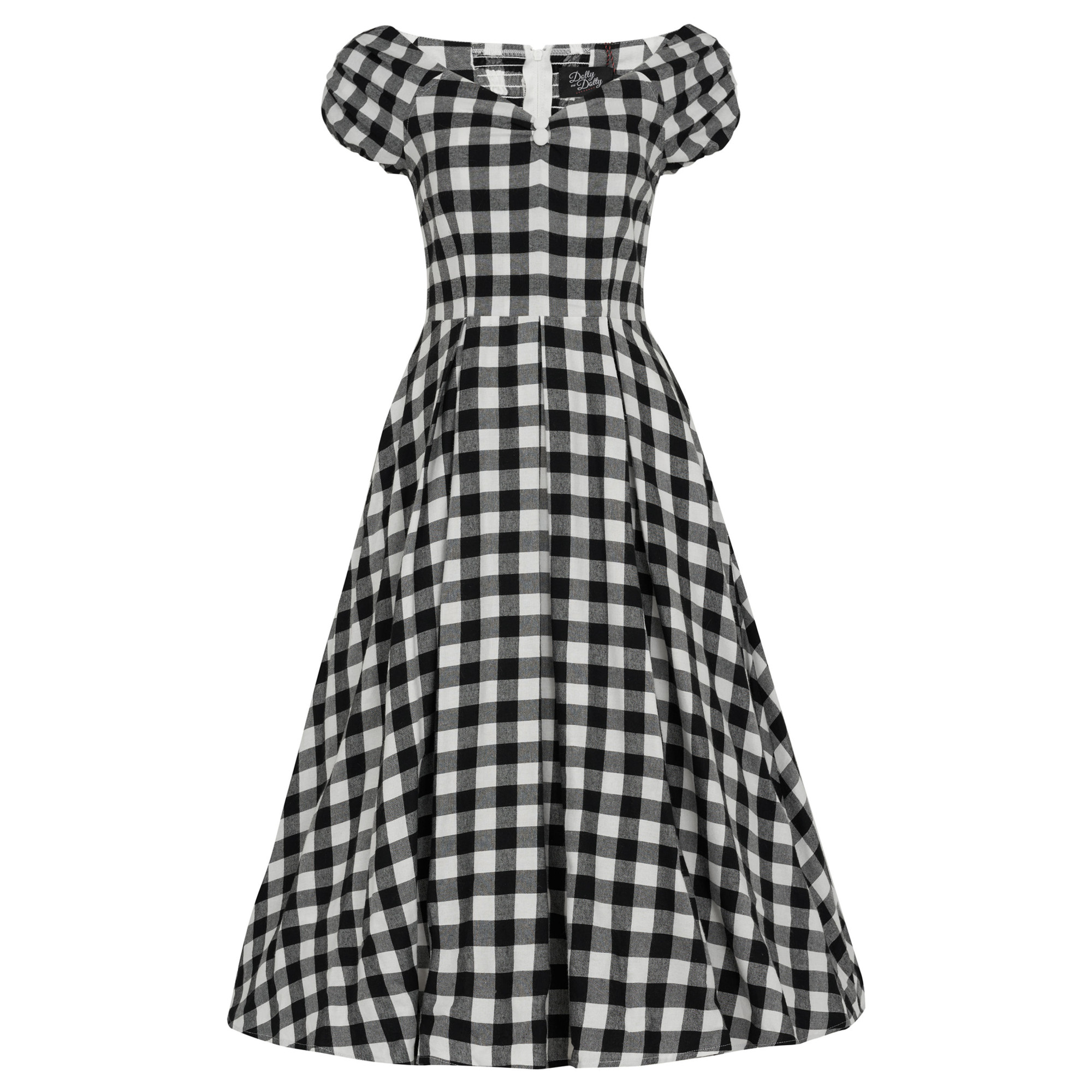 Dolly & Dotty retro šaty Lily - Black & White Gingham Velikost: 2XL (UK 18)