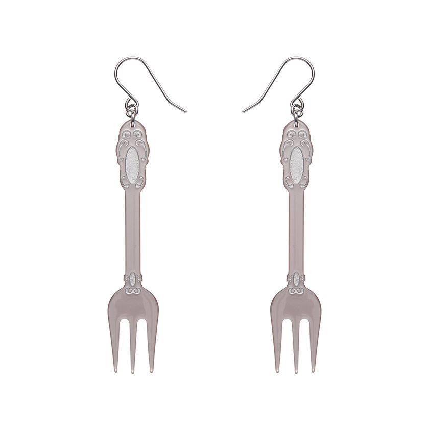 Erstwilder visací náušnice Fork, Please! - Silver