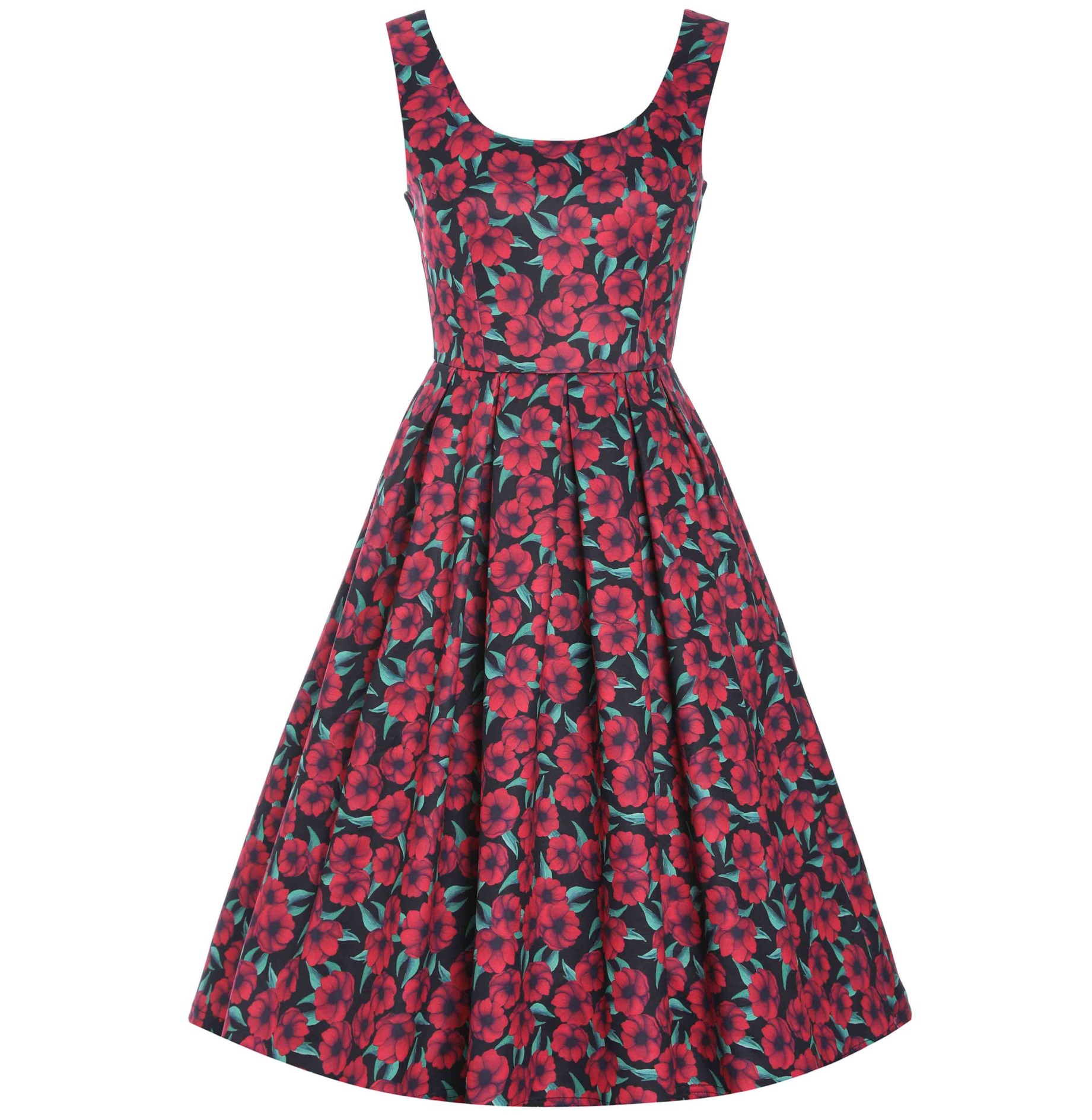 Dolly & Dotty retro šaty Amanda - Red Anemone Velikost: S (UK 10)