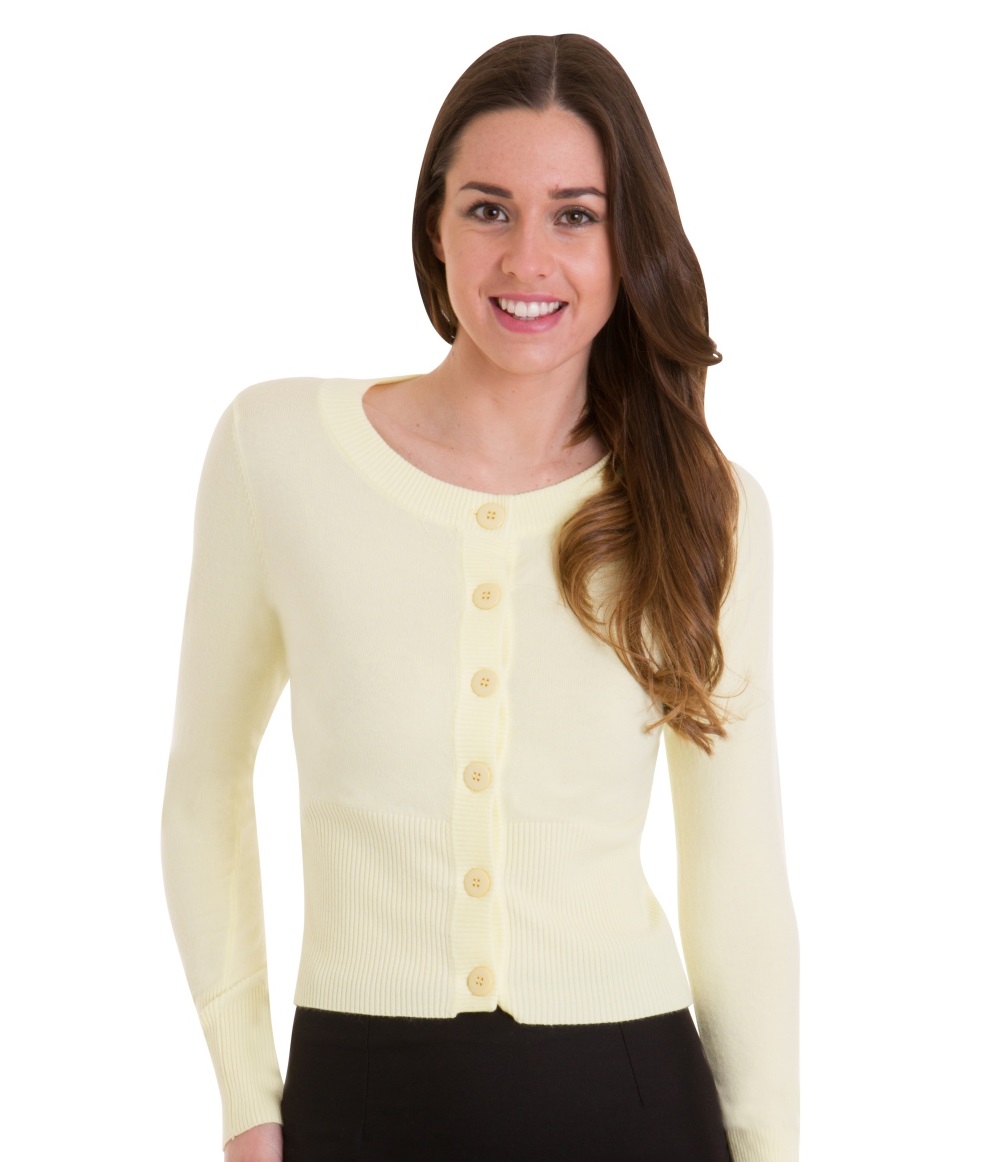 Banned Retro krátký kardigan Dolly - Yellow Velikost: S (UK 10)