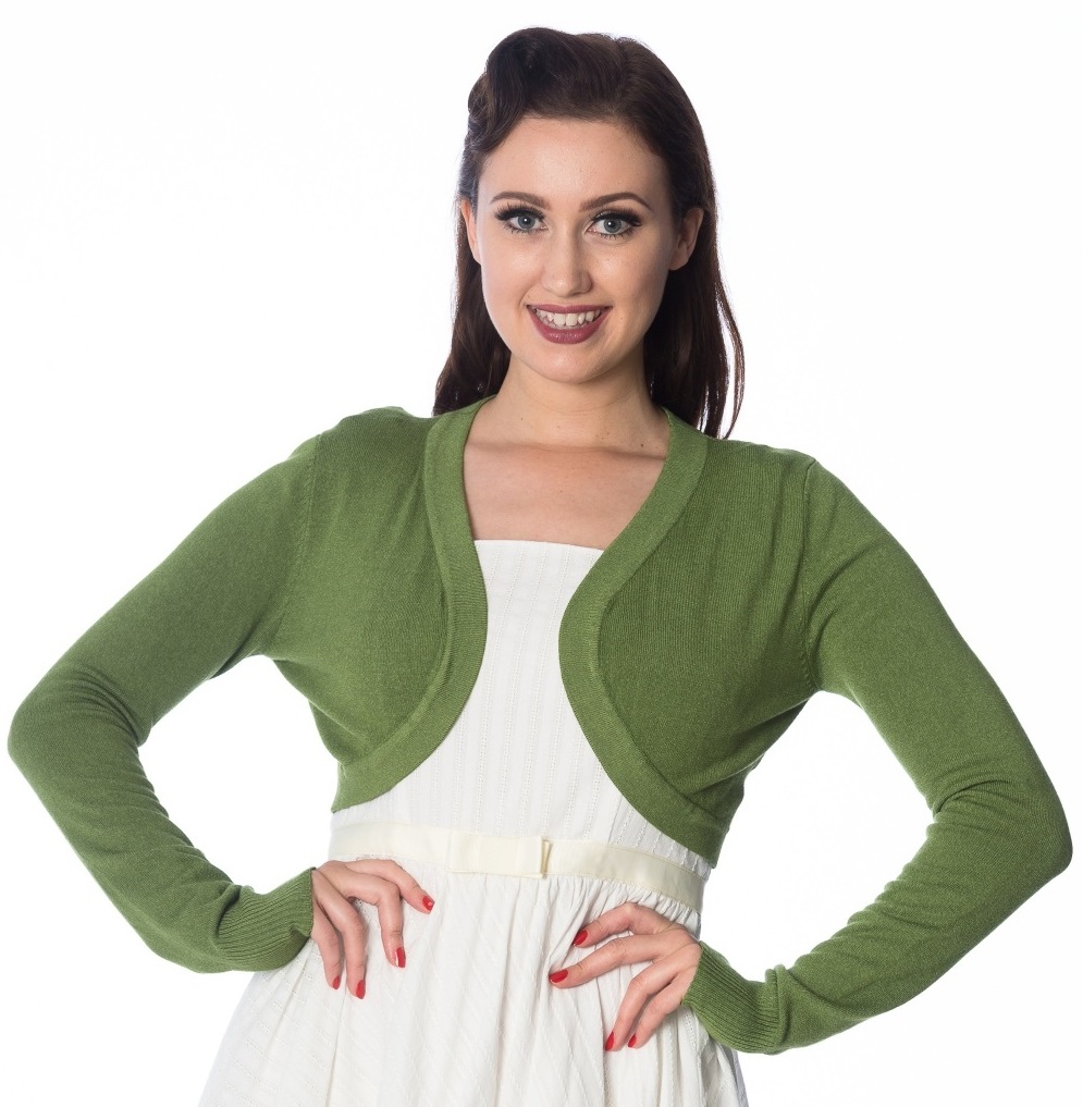 Banned Retro bolerko Flickers - Apple Green Velikost: XL (UK 16)