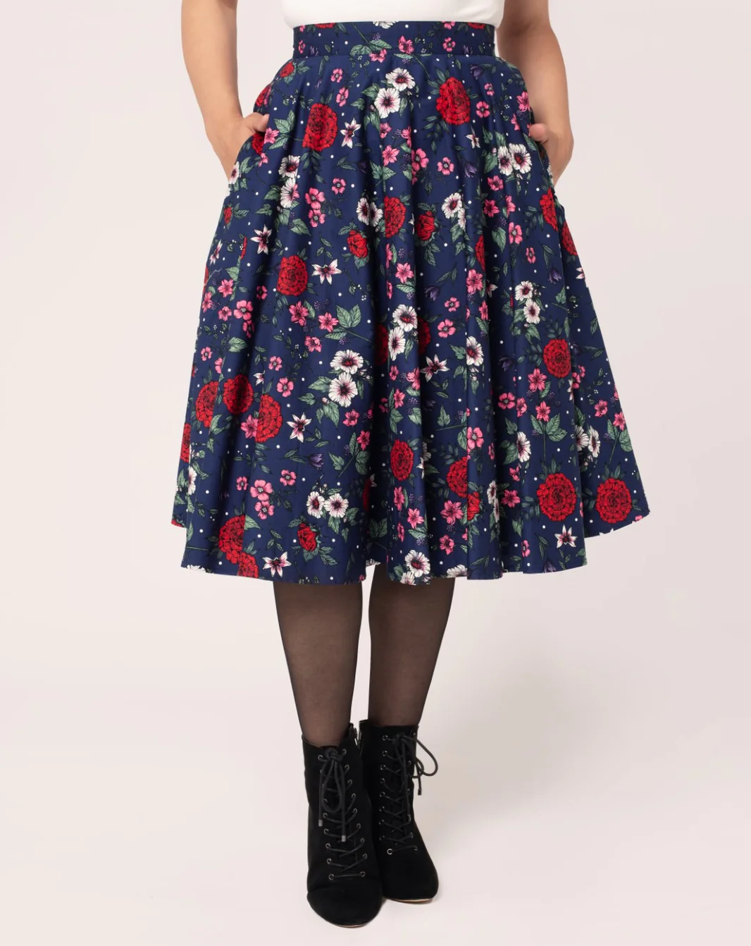 Hell Bunny kolová sukně Camellia Velikost: M (UK 12)