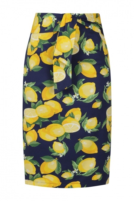 Banned Retro pouzdrová sukně Lemon Velikost: XS (UK 8)