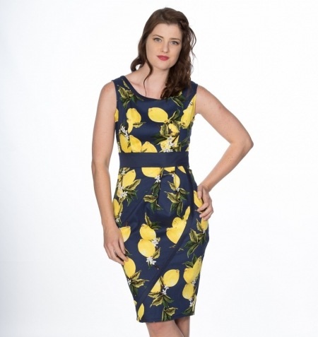 Banned Retro pouzdrové šaty Lemon Velikost: XS (UK 8)