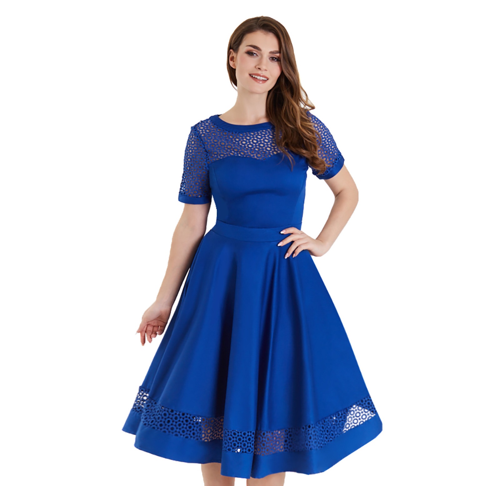 Dolly & Dotty retro šaty Tess - Blue Velikost: XS (UK 8)