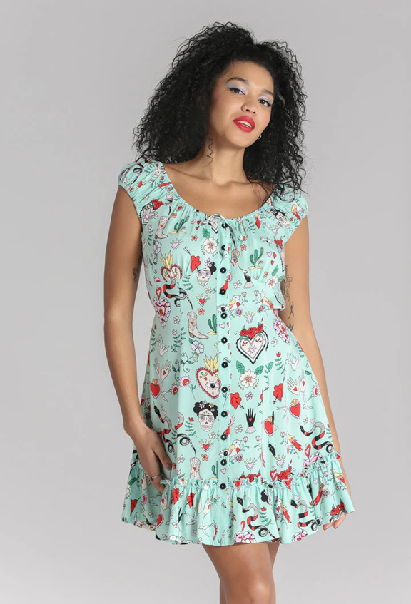 Hell Bunny mini šaty Tijuana Velikost: XS (UK 8)