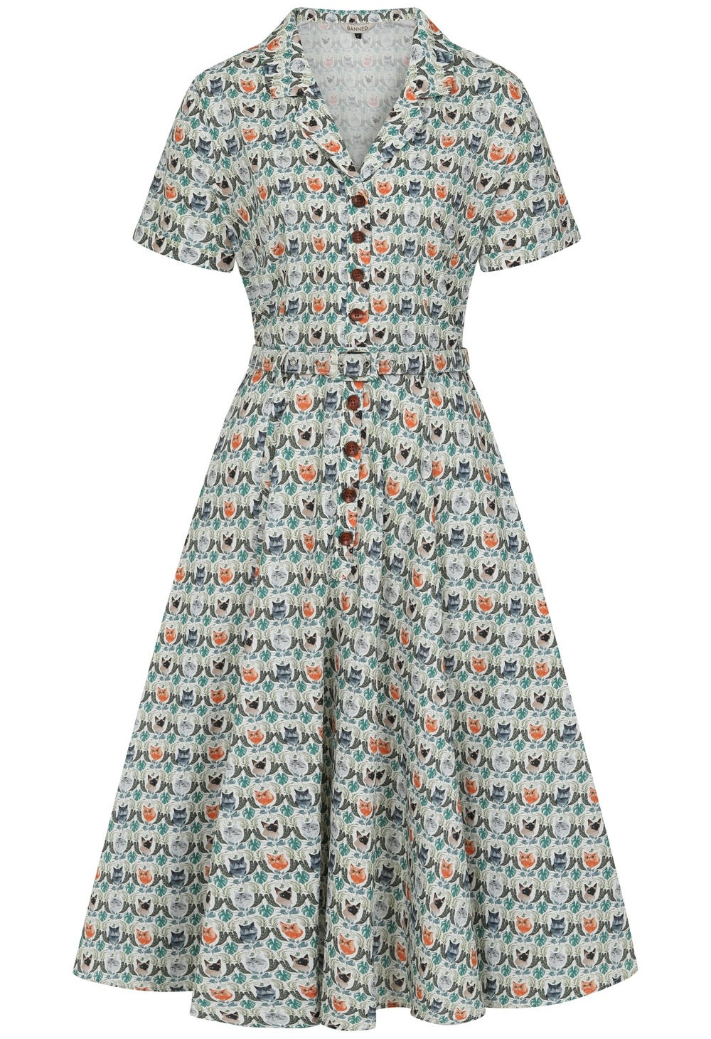 Banned Retro šaty Bella Purrrfect Velikost: XS (UK 8)