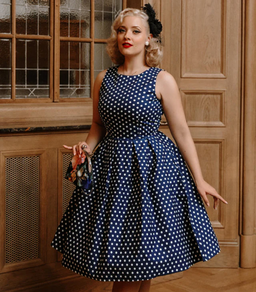 Dolly & Dotty retro šaty Lola - Blue Velikost: XS (UK 8)
