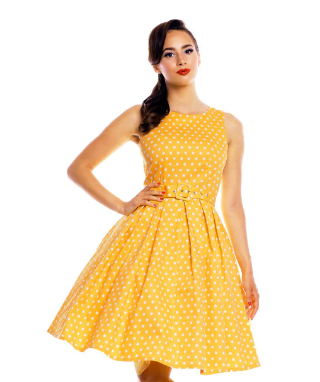 Dolly & Dotty retro šaty Lola - Yellow Velikost: 5XL (UK 24)
