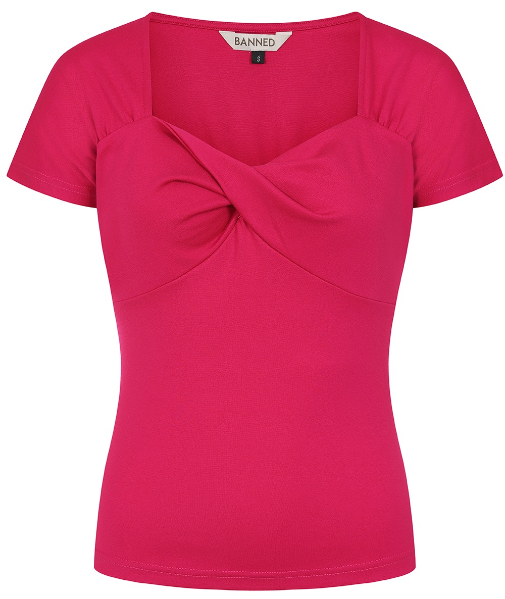 Banned Retro top She Who Dares - Magenta Velikost: XS (UK 8)