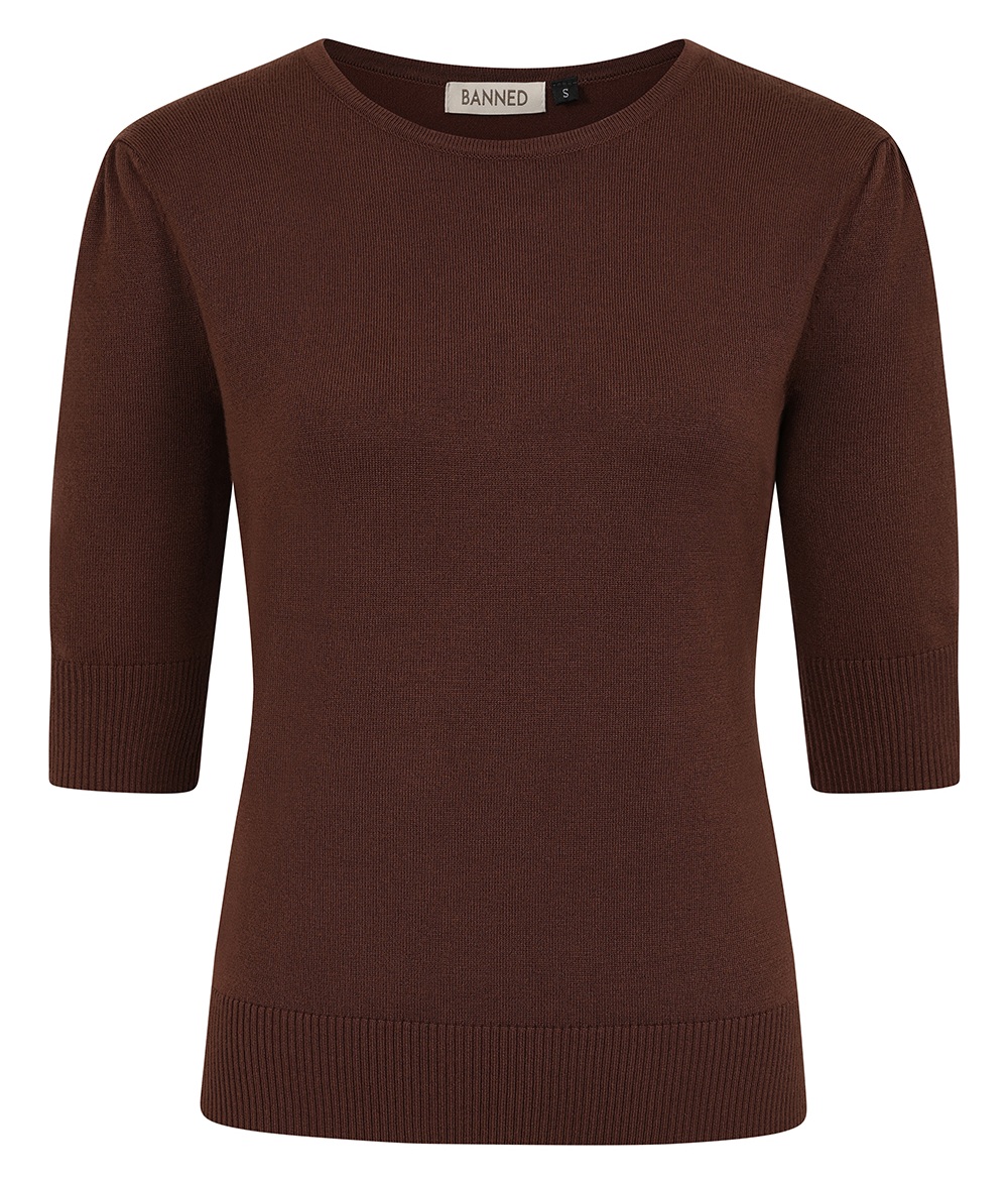 Banned Retro top Grace - Brown Velikost: S (UK 10)