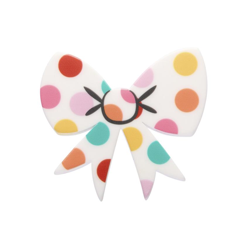 Erstwilder mini brož Polka Dot Bow - White