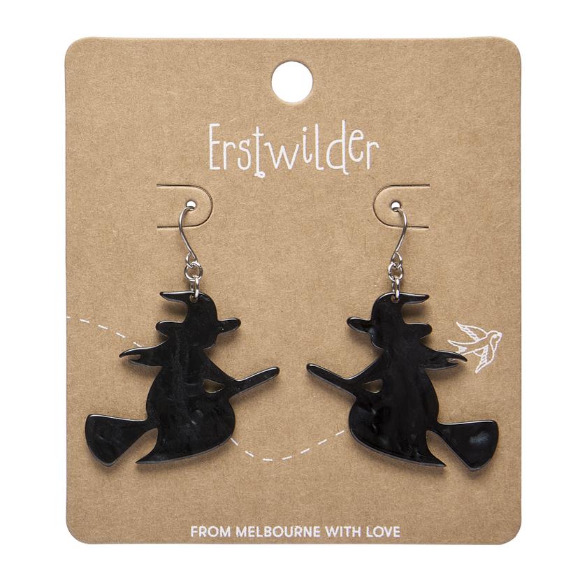 Erstwilder Essentials náušnice Flying Witch - Black