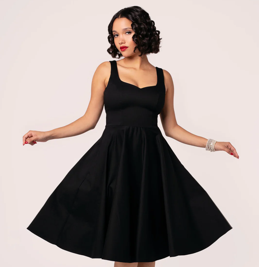 Hell Bunny retro šaty Heidi - Black Velikost: XL (UK 16)