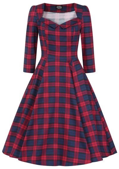 H&R London kostkované retro šaty Margot Velikost: XS (UK 8)