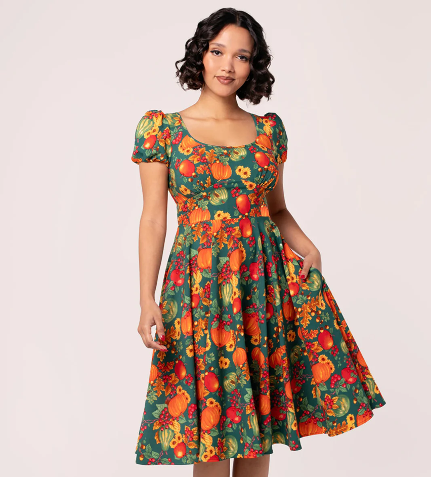 Hell Bunny retro šaty Pumpkin Patch Velikost: XS (UK 8)