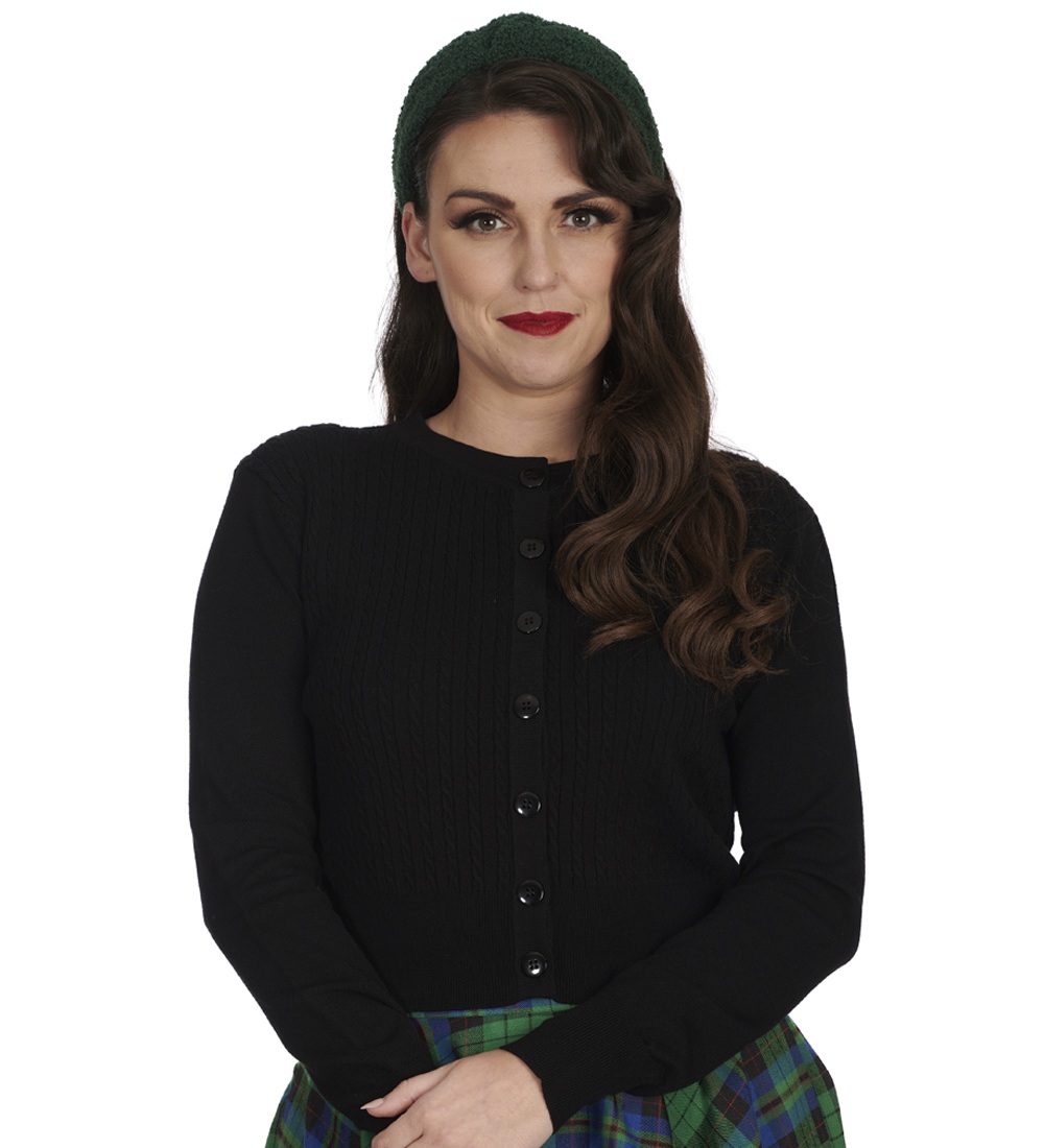 Banned Retro krátký kardigan Sylvia - Black Velikost: S (UK 10)