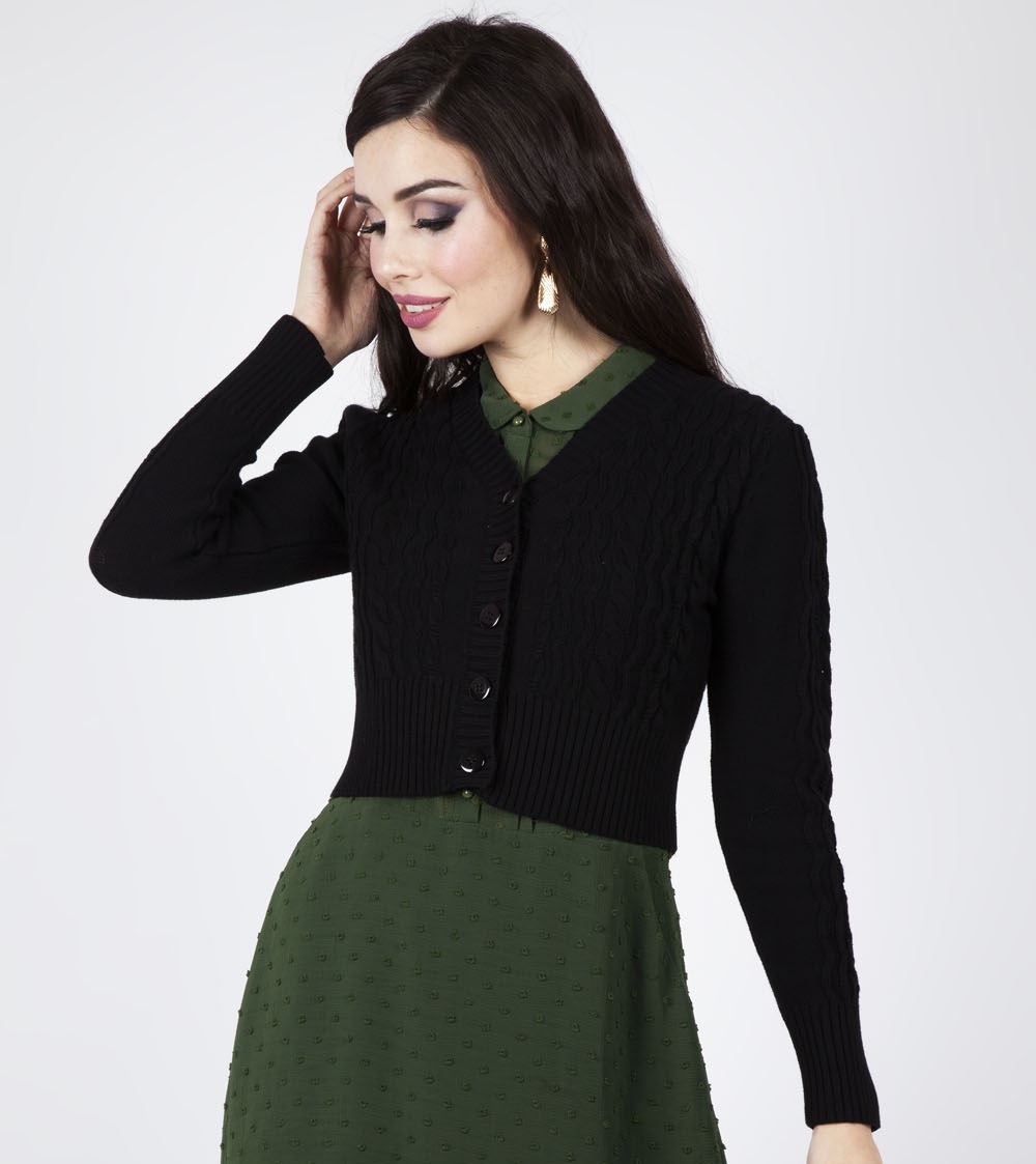 Voodoo Vixen krátký kardigan Mabel - Black Velikost: XS