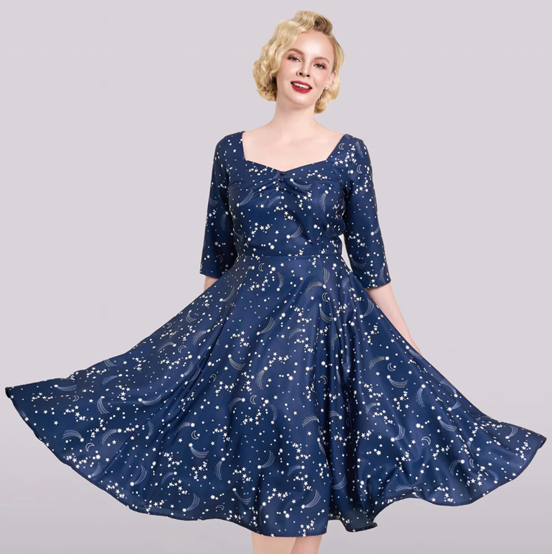 Lindy Bop retro šaty Linda - Stars Velikost: XL (UK 16)