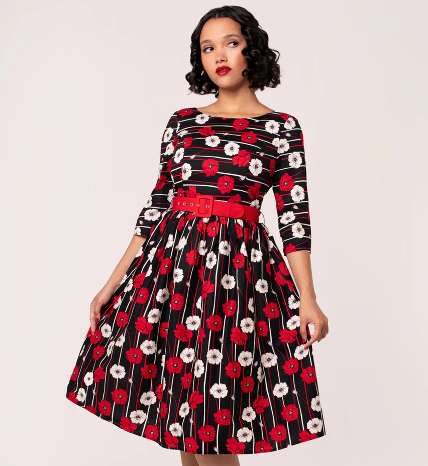 Hell Bunny retro šaty Poppy Velikost: XS (UK 8)