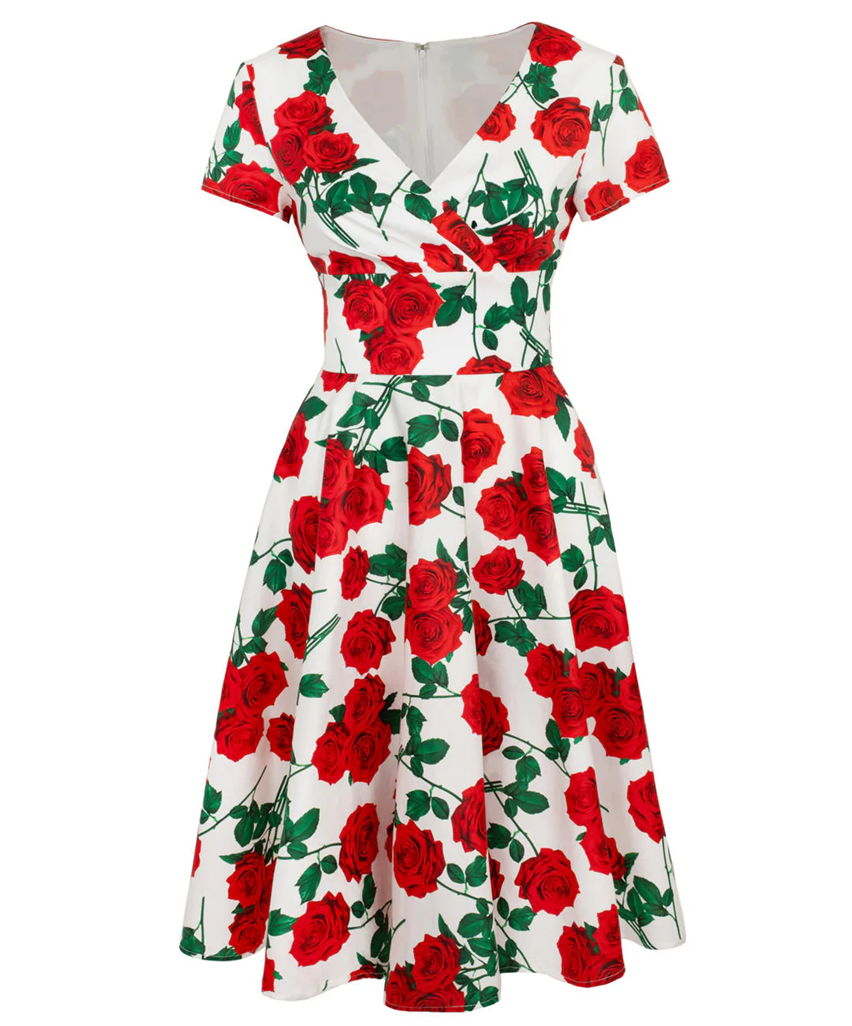 Hell Bunny retro šaty Dolce Vita - White Velikost: 4XL (UK 22)