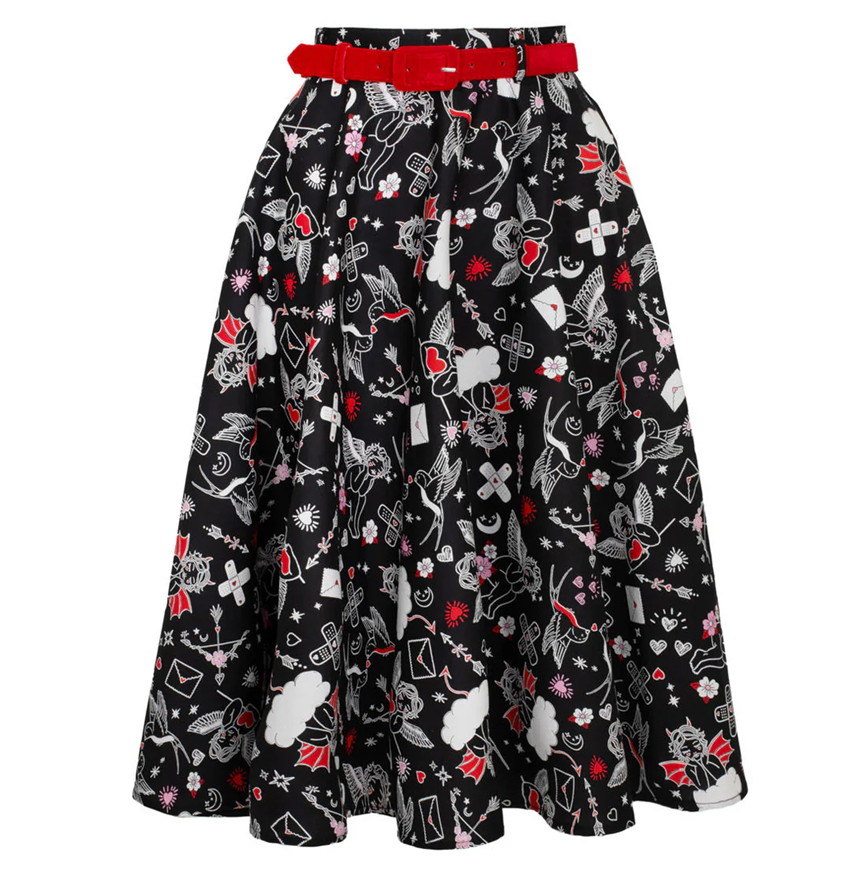 Hell Bunny midi sukně Charlie Velikost: XS (UK 8)