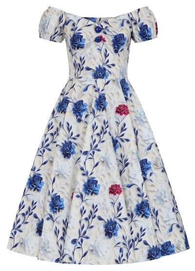 H&R London retro šaty Wildflower Velikost: M (UK 12)