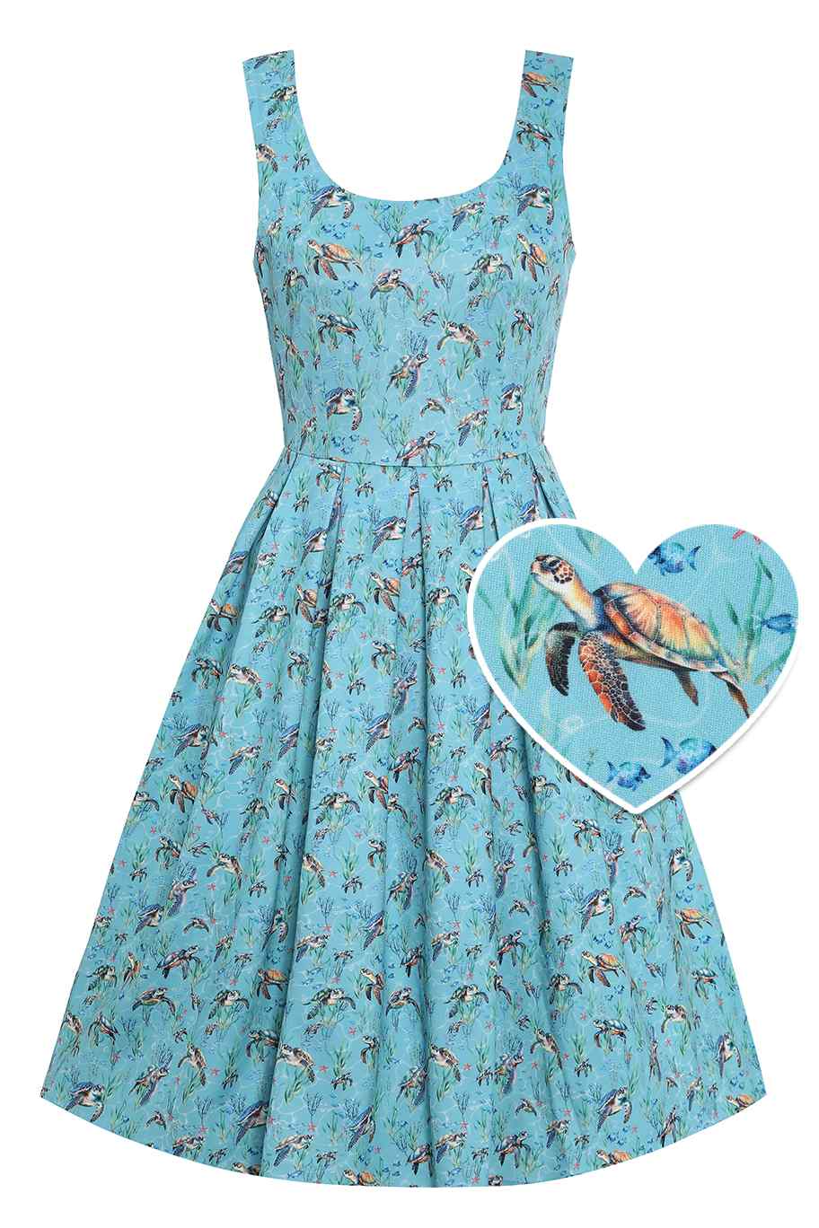 Dolly & Dotty retro šaty Amanda - Light Blue Turtle Velikost: XS (UK 8)