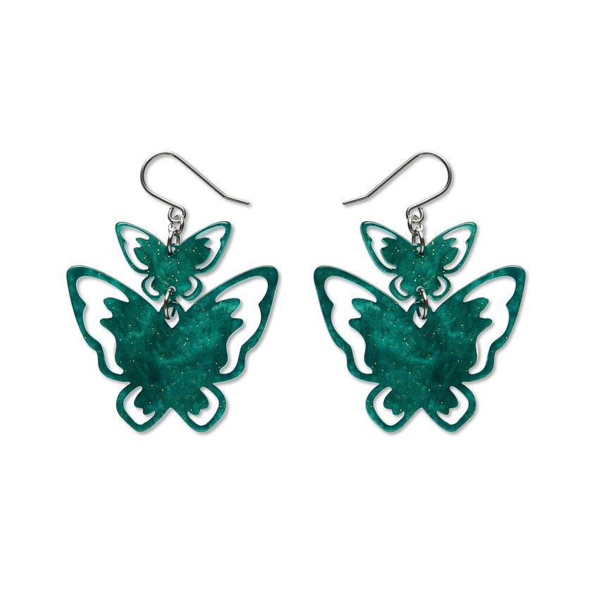 Erstwilder Essentials náušnice Double Butterfly - Green
