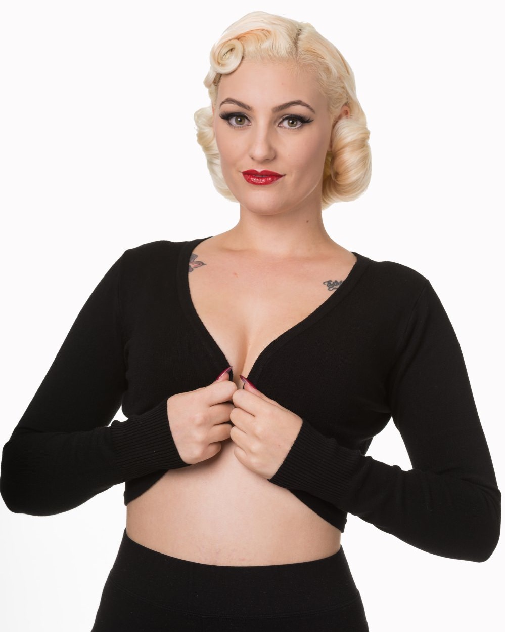Banned Retro bolerko Flickers - Black Velikost: 2XL (UK 18)
