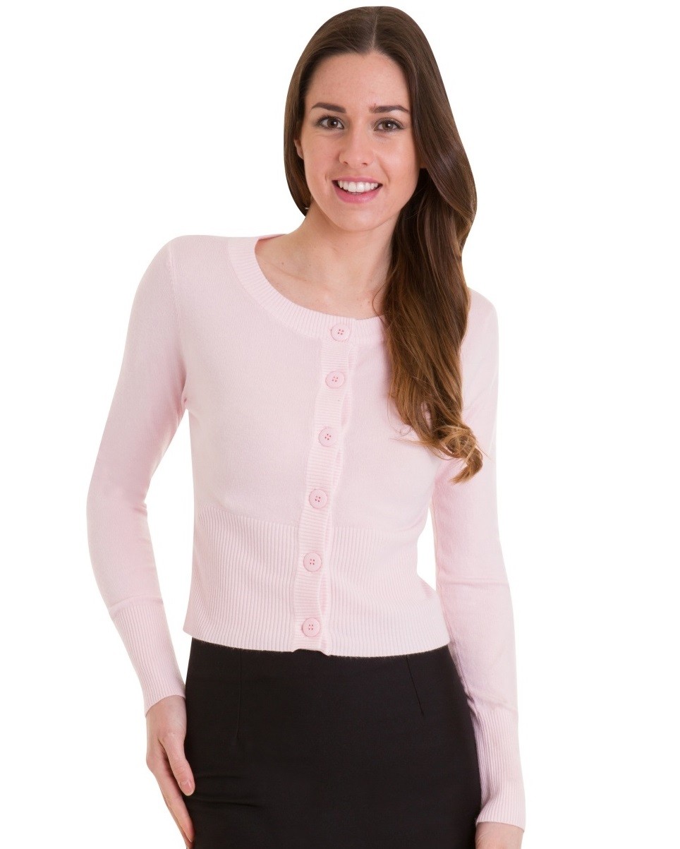 Banned Retro krátký kardigan Dolly - Pink Velikost: XL (UK 16)